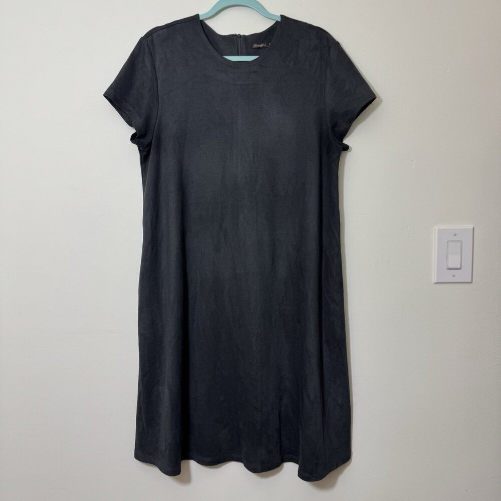 J. McLaughlin Women’s Vegan Suede Dress Size XL Short Sleeve Stretch Pockets
